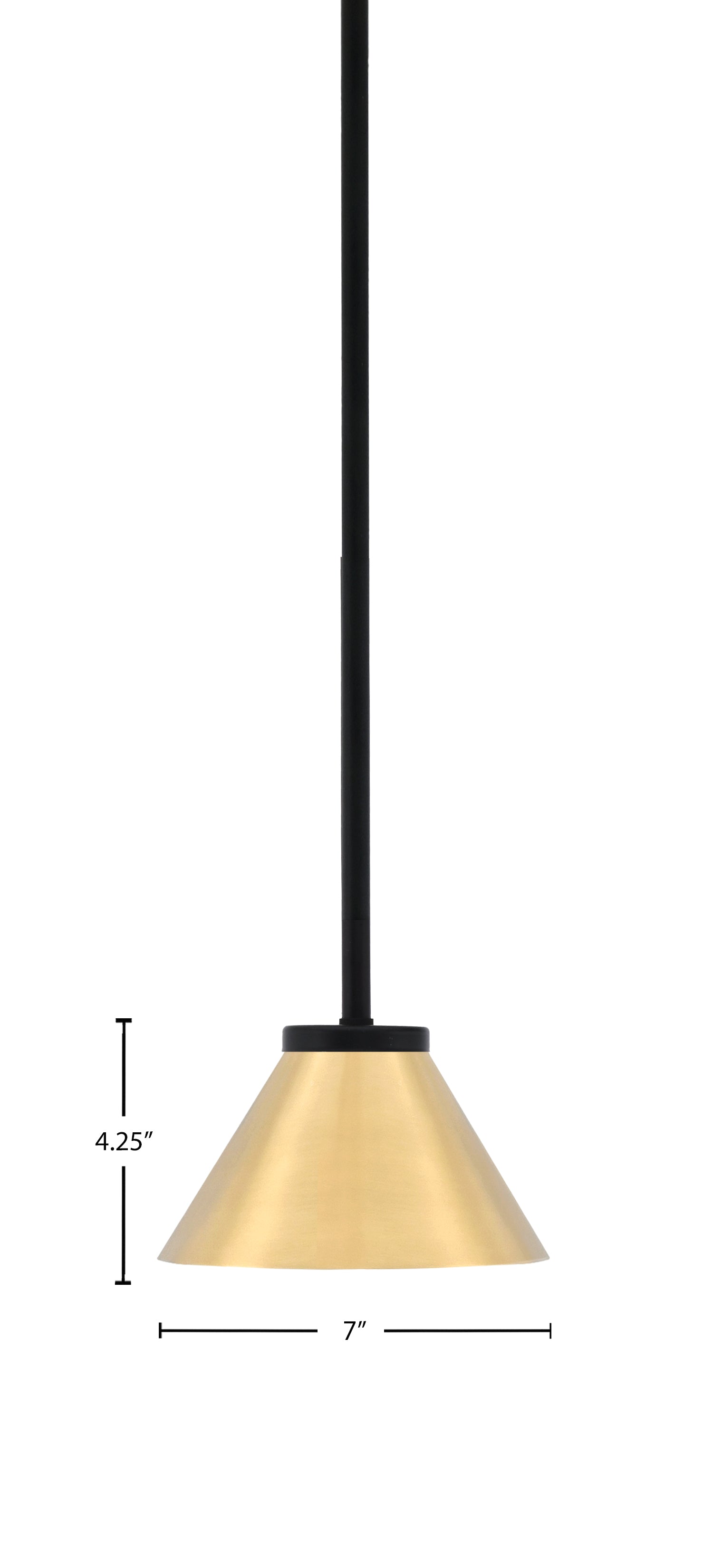 Sandia One Light Mini Pendant in Matte Black with New Age Brass Metal Shade Shade