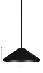 Sandia One Light Mini Pendant in Matte Black with Matte Black Metal Shade Shade