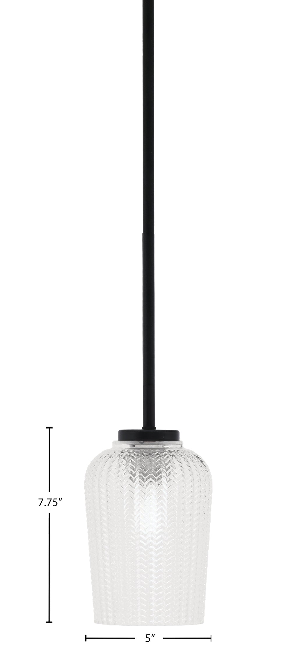Sandia One Light Mini Pendant in Matte Black with Clear Textured Shade