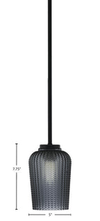Sandia One Light Mini Pendant in Matte Black with Smoke Texture Shade