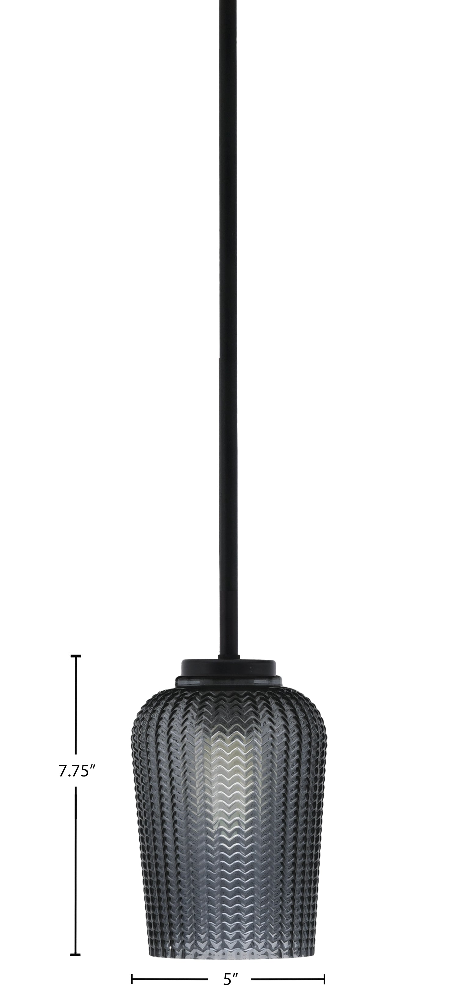 Sandia One Light Mini Pendant in Matte Black with Smoke Texture Shade