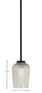 Sandia One Light Mini Pendant in Matte Black with Silver Textured Shade
