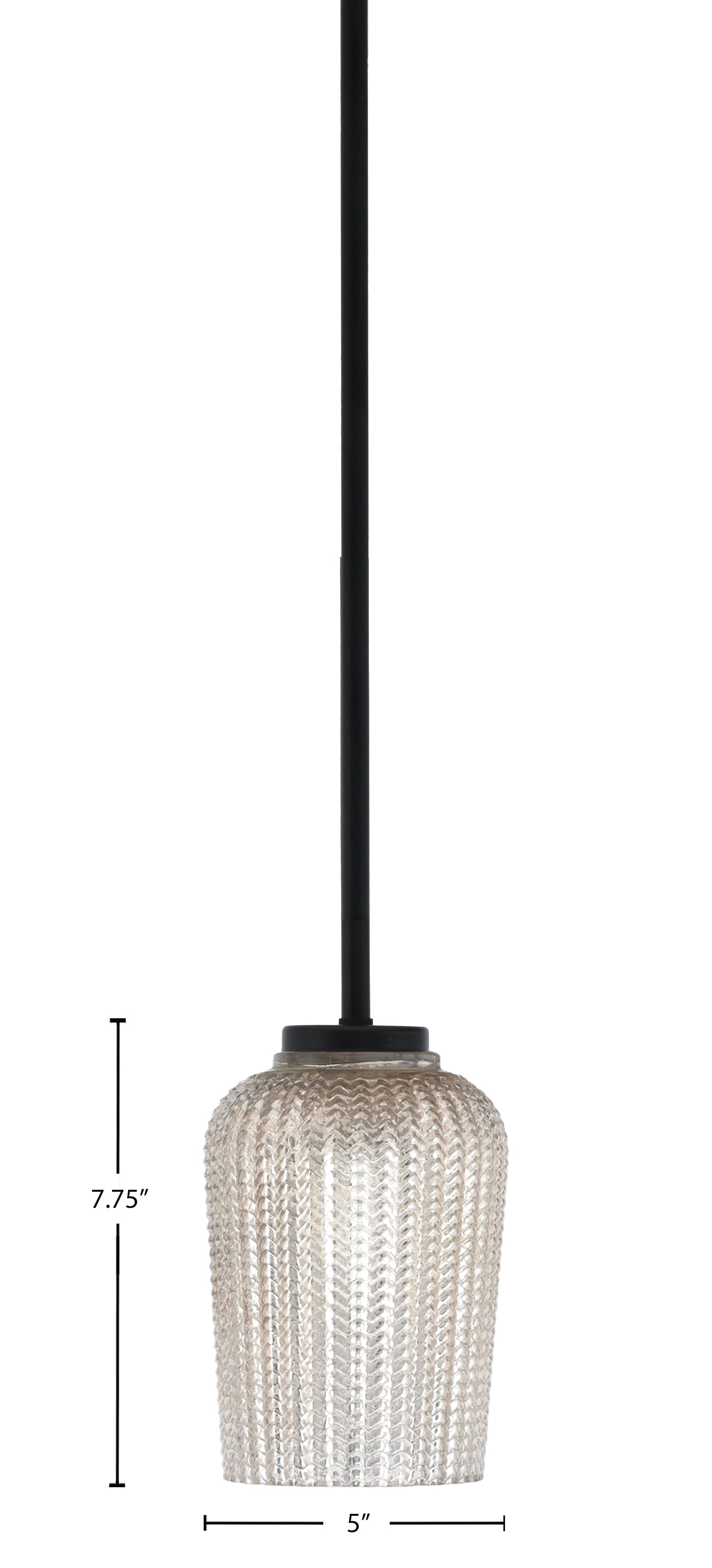 Sandia One Light Mini Pendant in Matte Black with Silver Textured Shade
