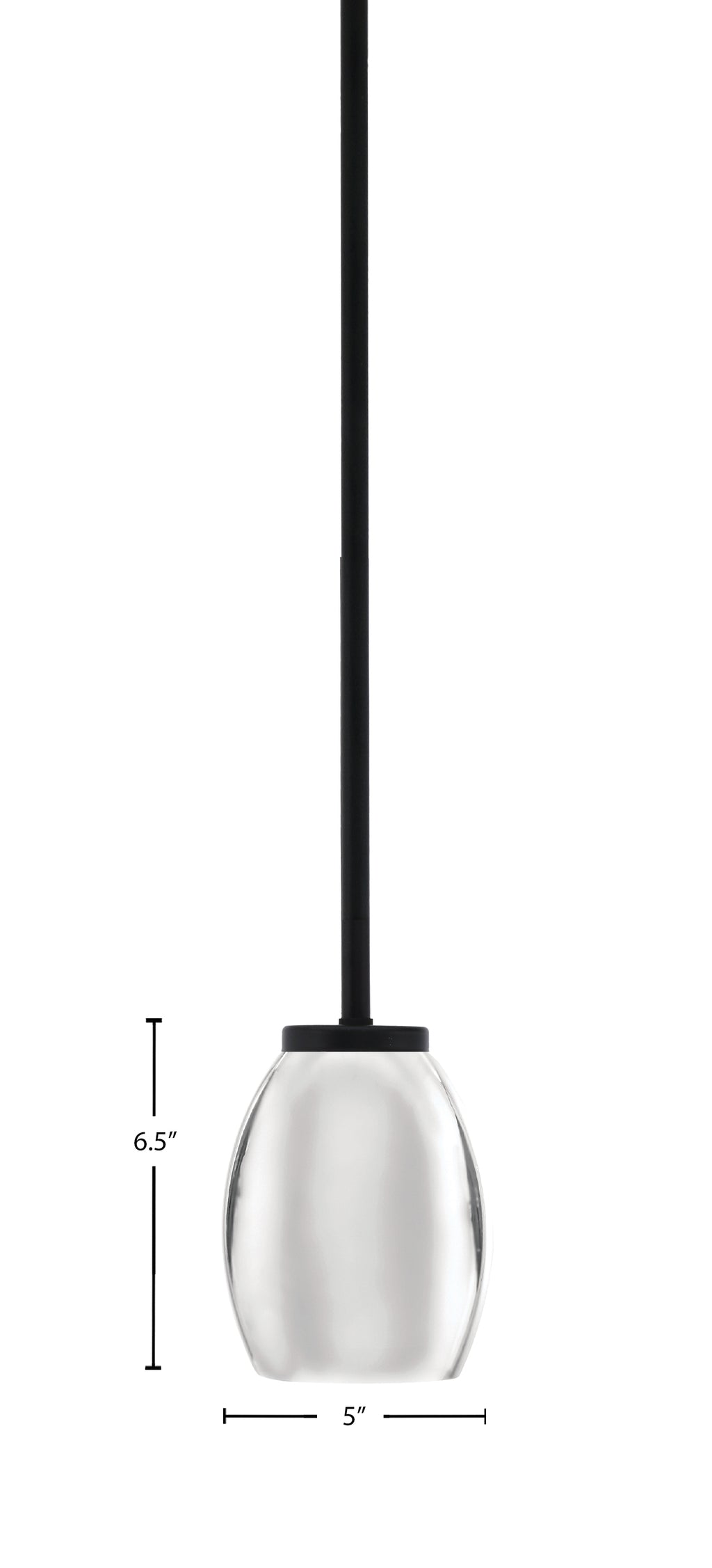 Sandia One Light Mini Pendant in Matte Black with Chrome Metal Shade Shade