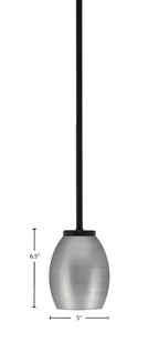 Sandia One Light Mini Pendant in Matte Black with Graphite Metal Shade Shade