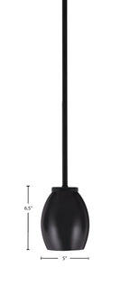 Sandia One Light Mini Pendant in Matte Black with Matte Black Metal Shade Shade