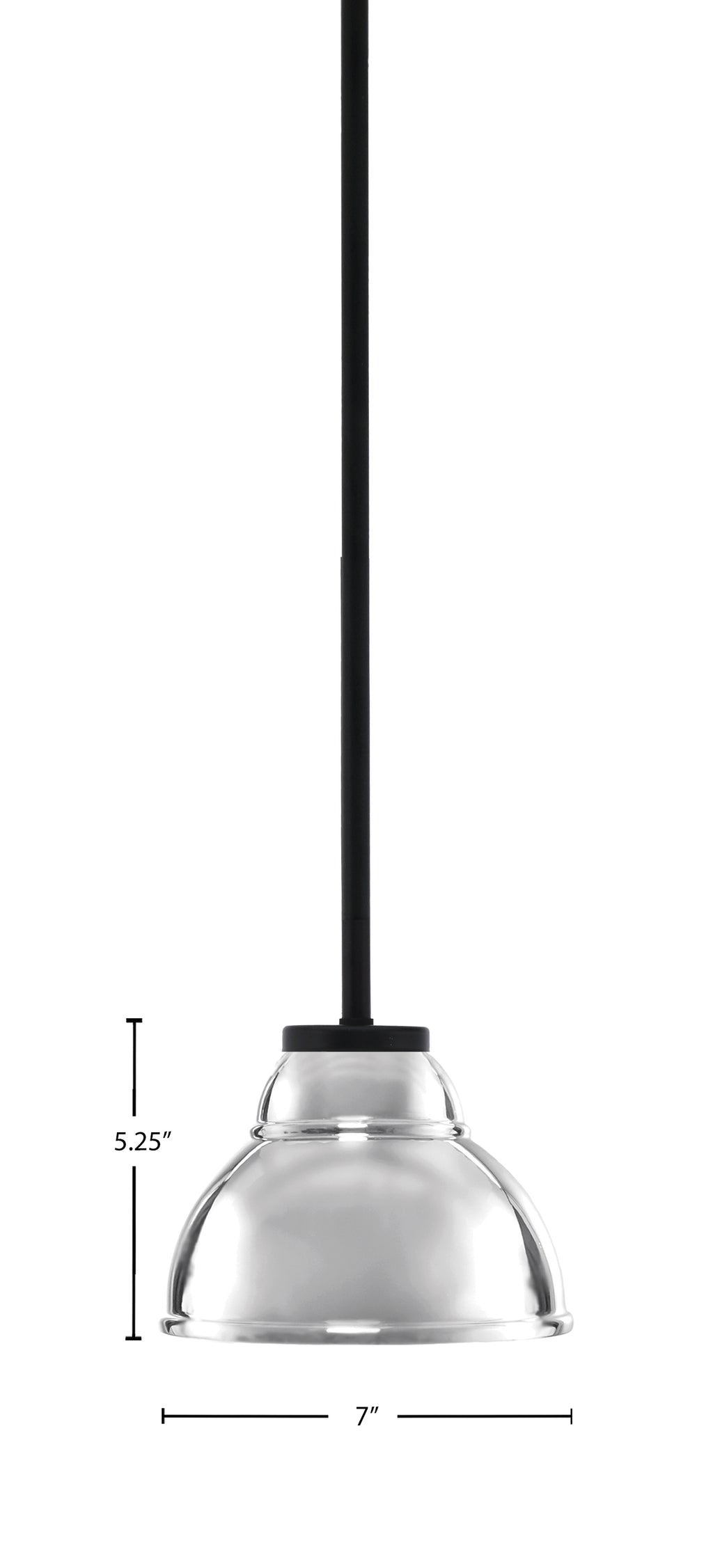 Sandia One Light Mini Pendant in Matte Black with Chrome Metal Shade Shade