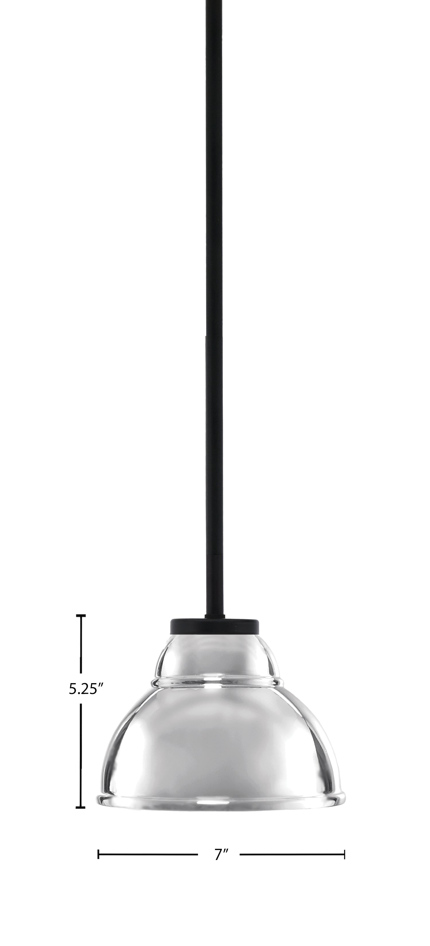Sandia One Light Mini Pendant in Matte Black with Chrome Metal Shade Shade