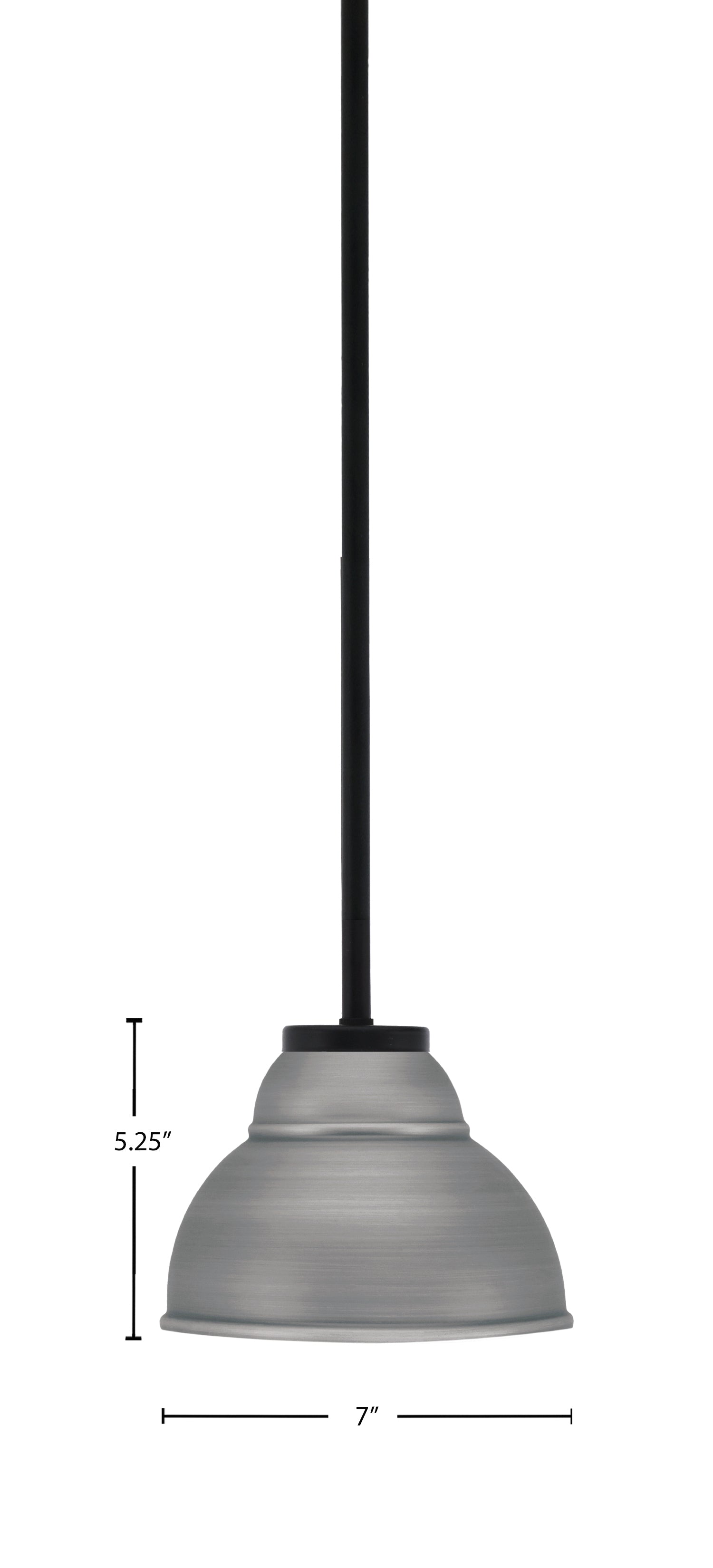 Sandia One Light Mini Pendant in Matte Black with Graphite Metal Shade Shade