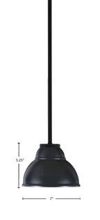 Sandia One Light Mini Pendant in Matte Black with Matte Black Metal Shade Shade