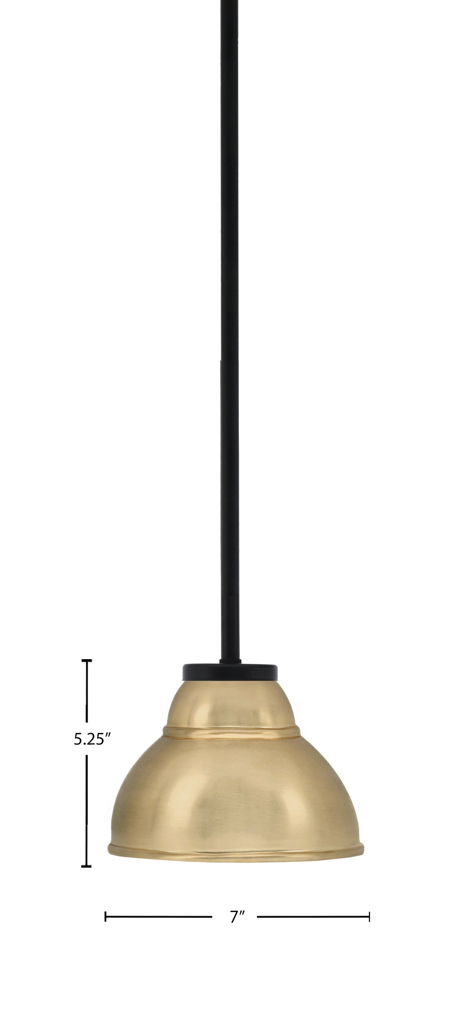 Sandia One Light Mini Pendant in Matte Black with New Age Brass Metal Shade Shade