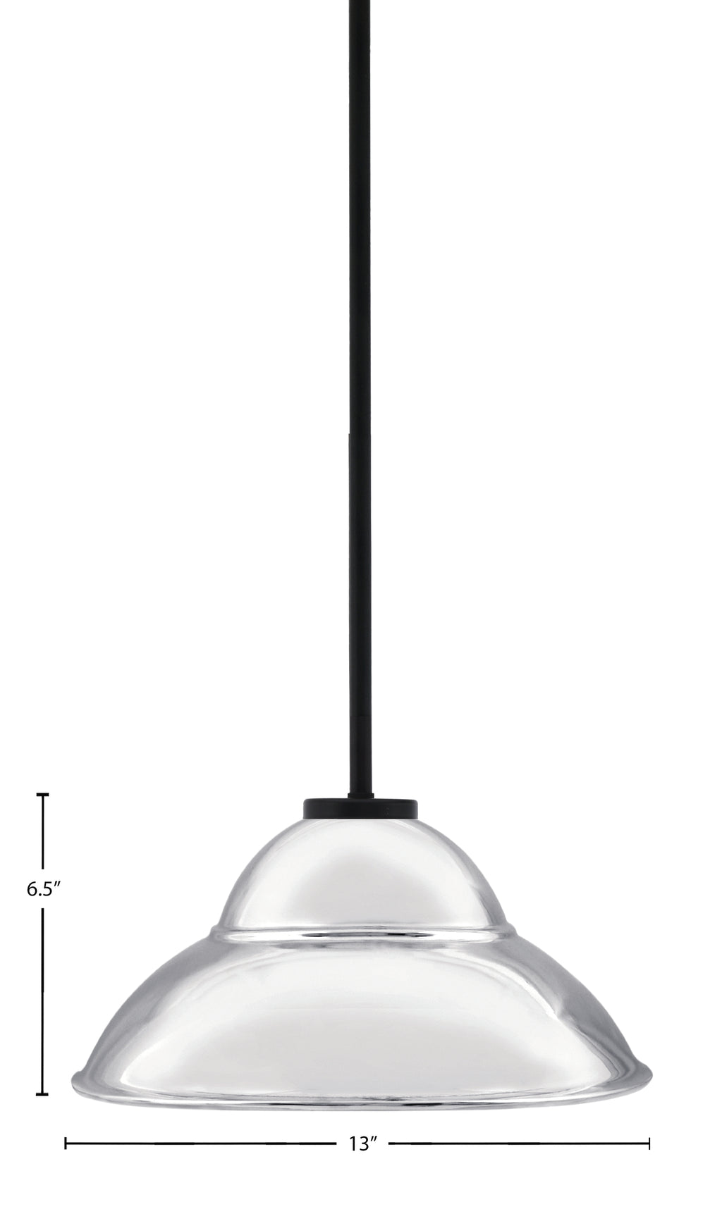 Sandia One Light Pendant in Matte Black with Chrome Metal Shade Shade
