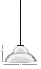 Sandia One Light Pendant in Matte Black with Chrome Metal Shade Shade