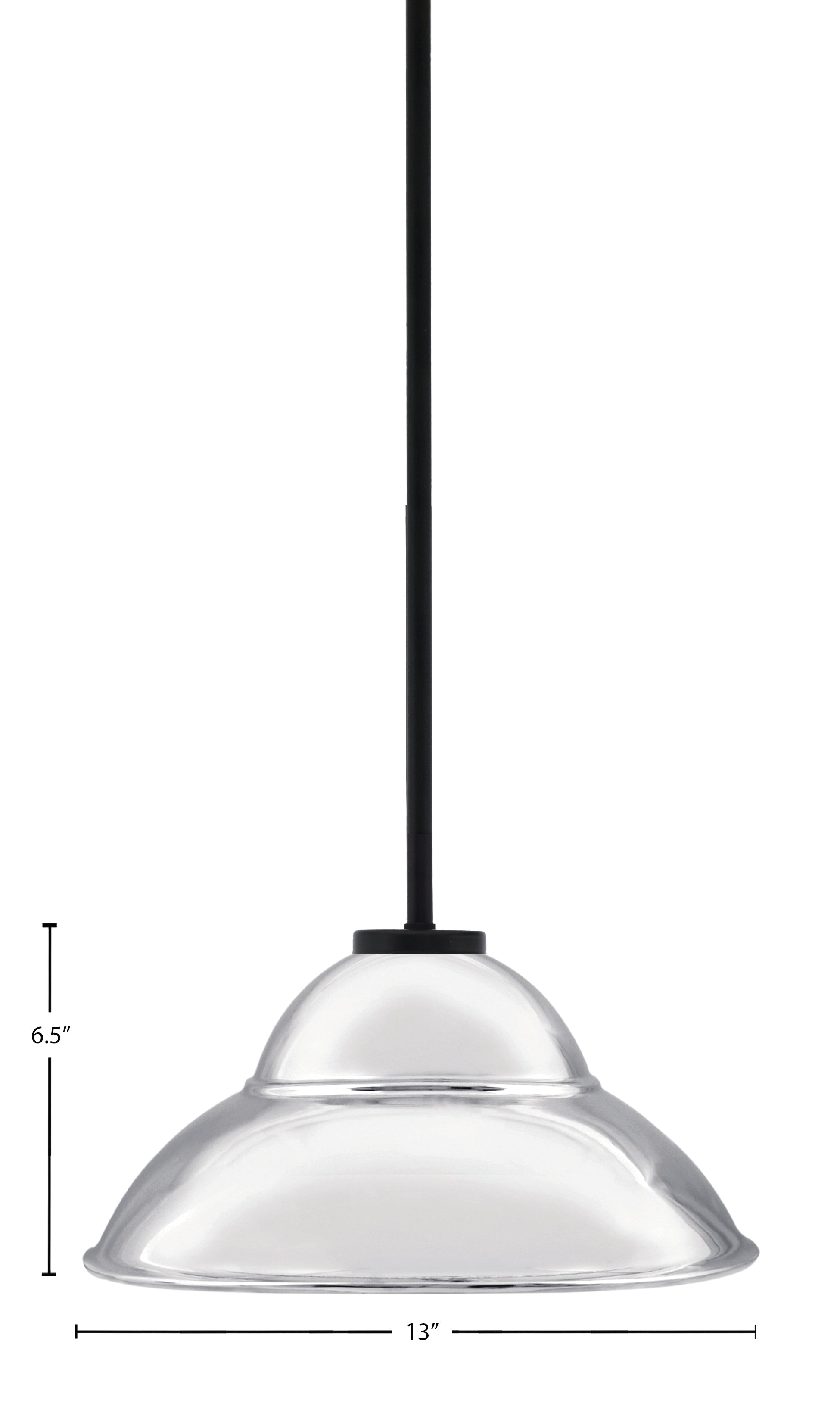 Sandia One Light Pendant in Matte Black with Chrome Metal Shade Shade