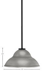 Sandia One Light Pendant in Matte Black with Graphite Metal Shade Shade