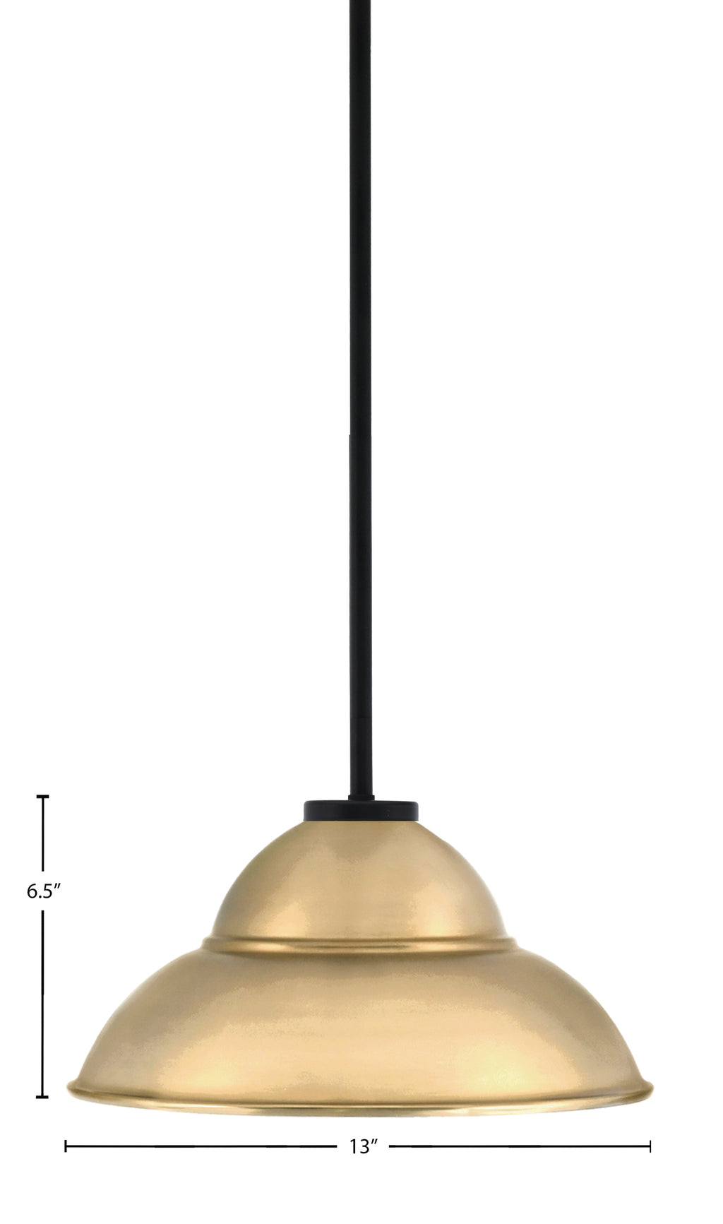 Sandia One Light Pendant in Matte Black with New Age Brass Metal Shade Shade