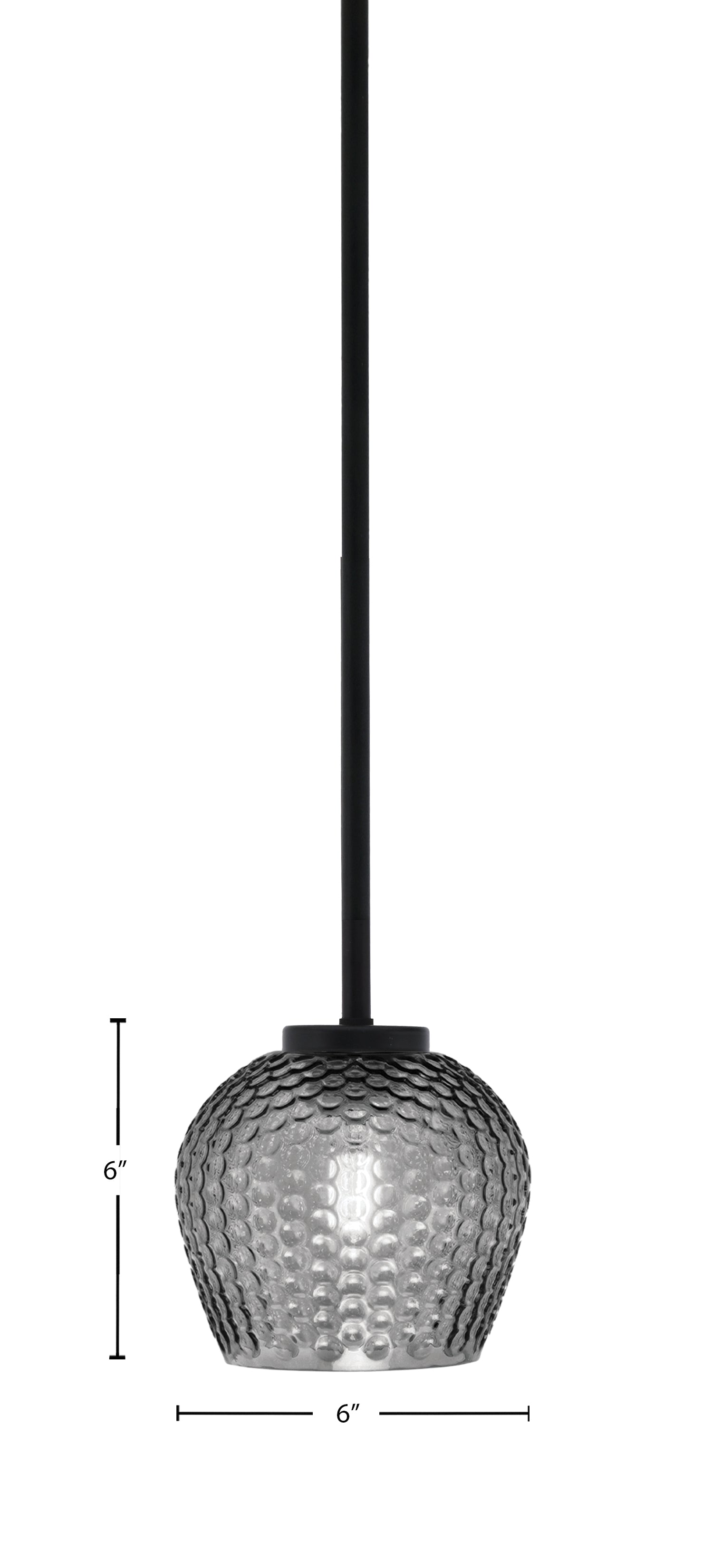 Sandia One Light Mini Pendant in Matte Black with Smoke Textured Shade