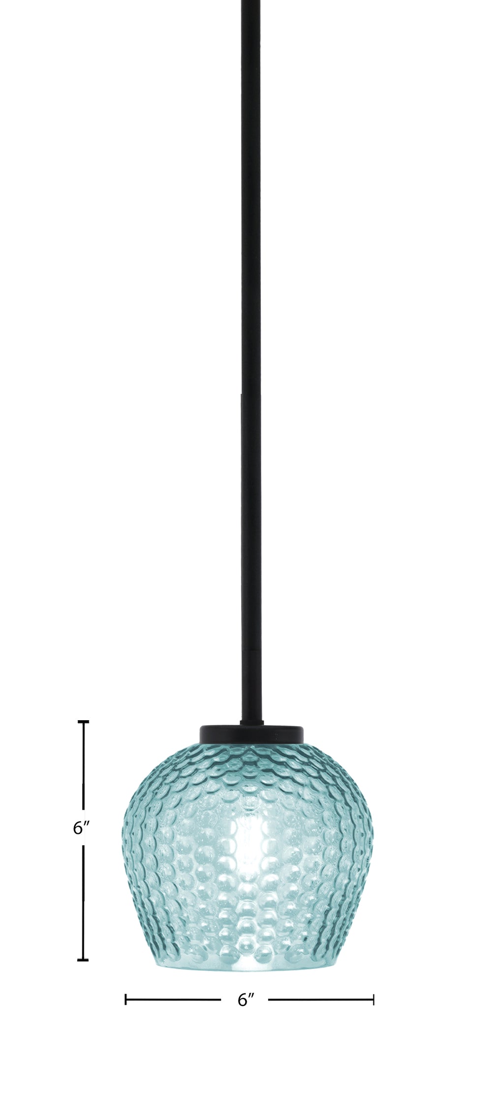 Sandia One Light Mini Pendant in Matte Black with Turquoise Textured Shade