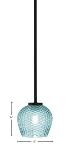Sandia One Light Mini Pendant in Matte Black with Turquoise Textured Shade