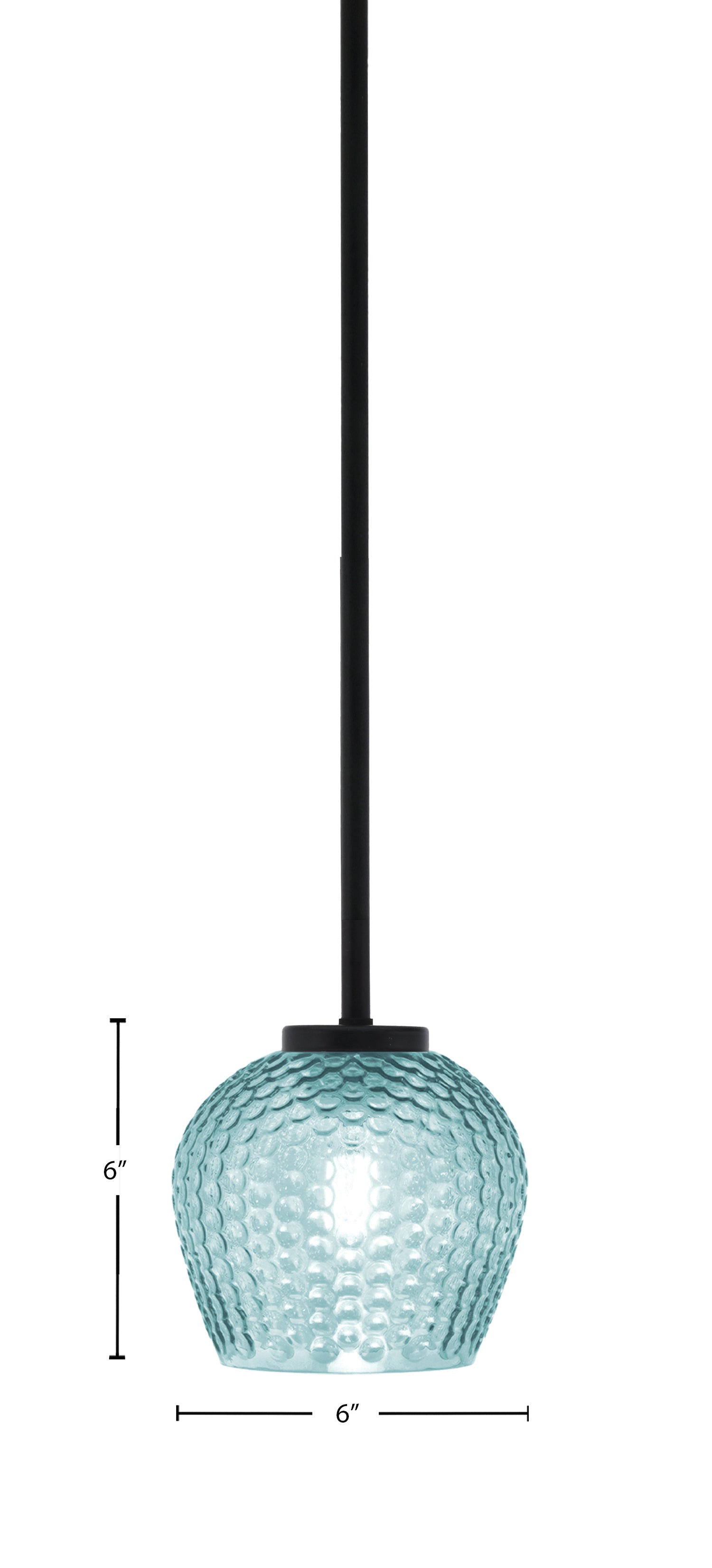 Sandia One Light Mini Pendant in Matte Black with Turquoise Textured Shade