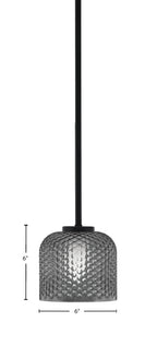 Sandia One Light Mini Pendant in Matte Black with Smoke Textured Shade