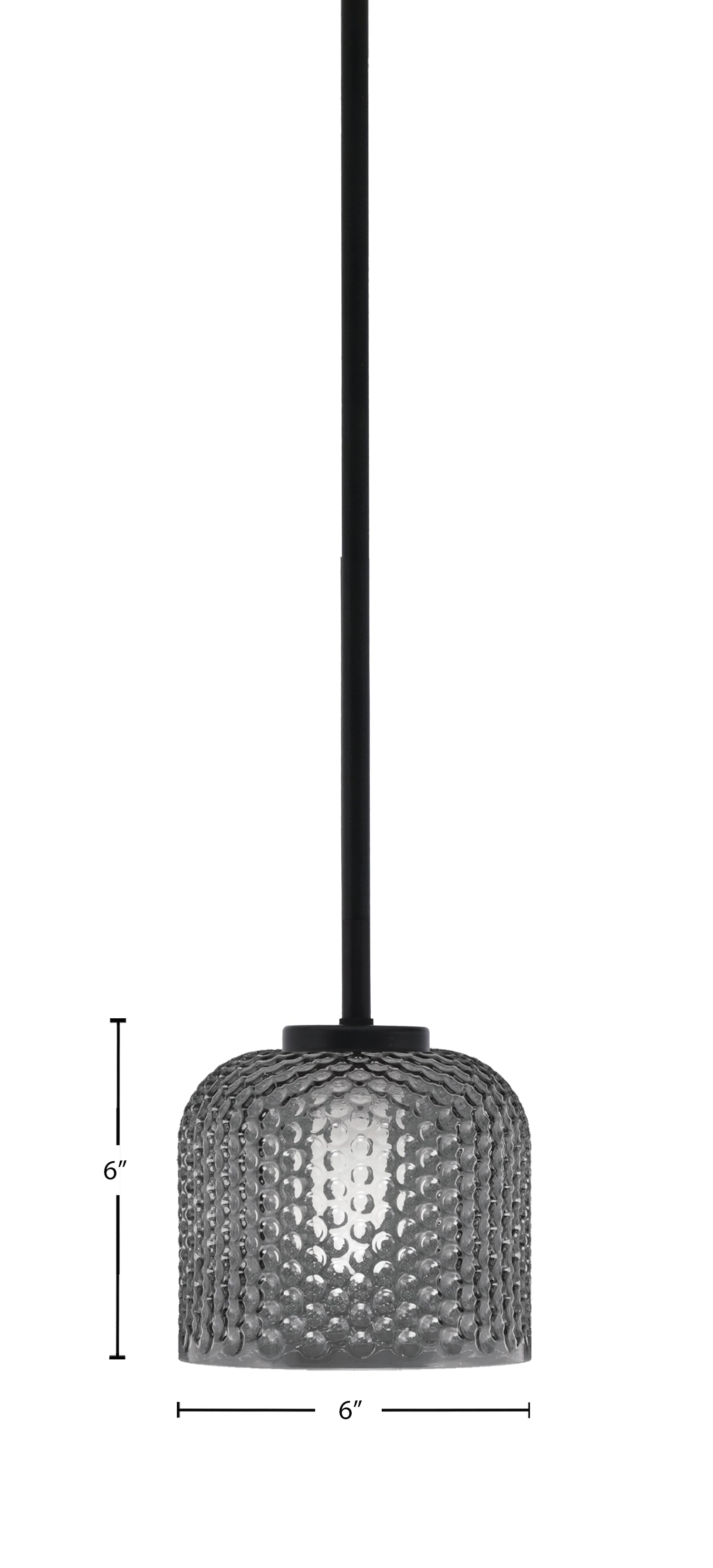 Sandia One Light Mini Pendant in Matte Black with Smoke Textured Shade
