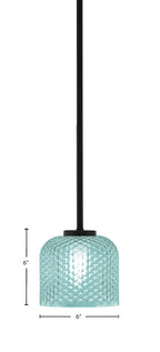 Sandia One Light Mini Pendant in Matte Black with Turquoise Textured Shade