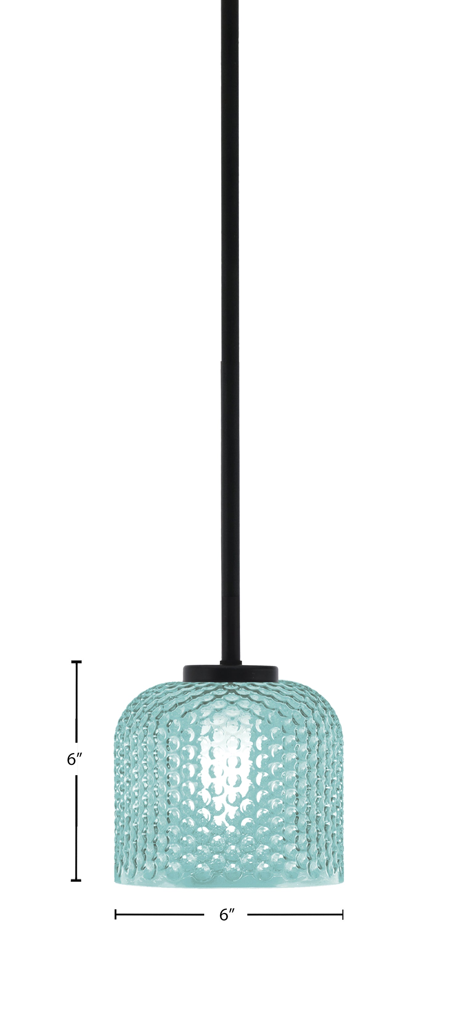 Sandia One Light Mini Pendant in Matte Black with Turquoise Textured Shade