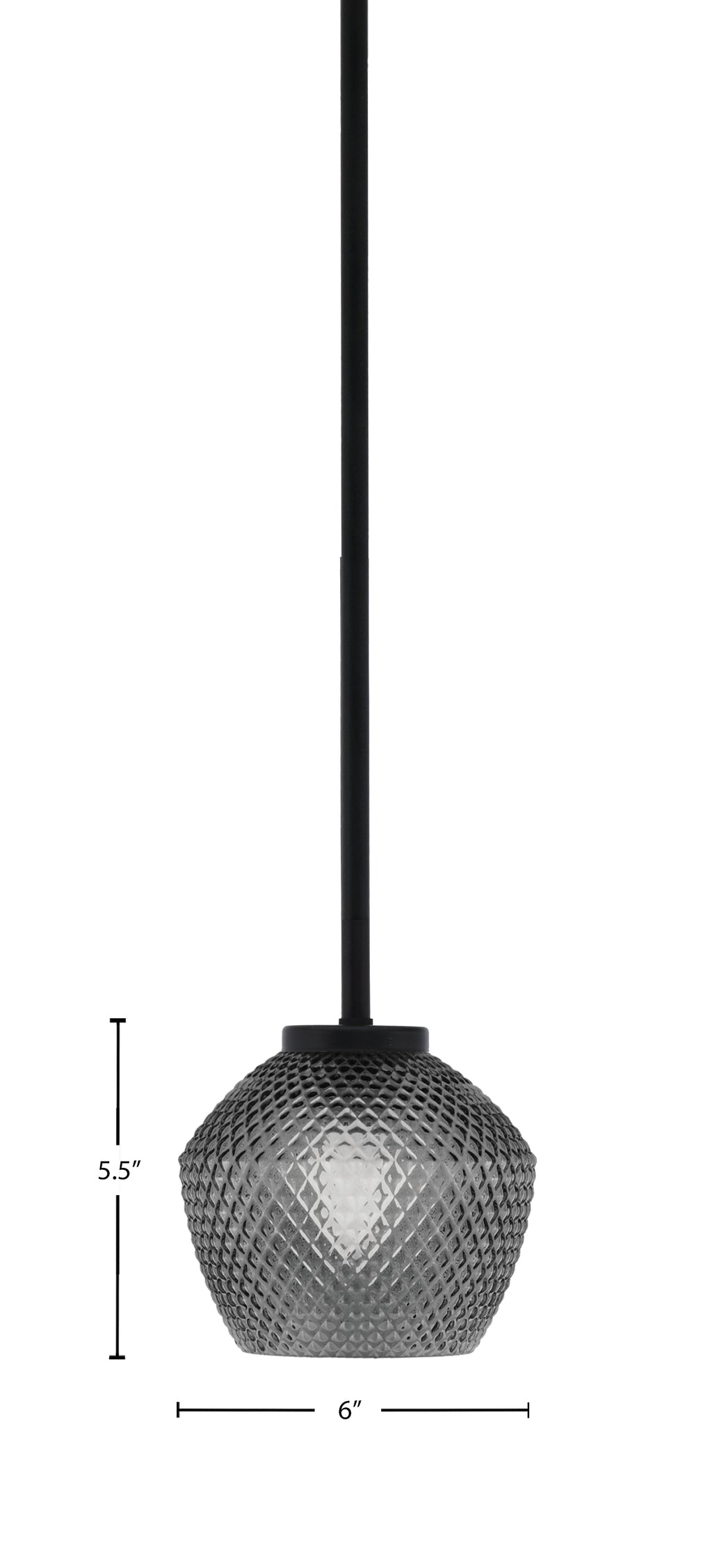 Sandia One Light Mini Pendant in Matte Black with Smoke Textured Shade