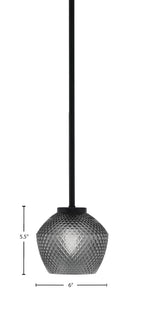 Sandia One Light Mini Pendant in Matte Black with Smoke Textured Shade