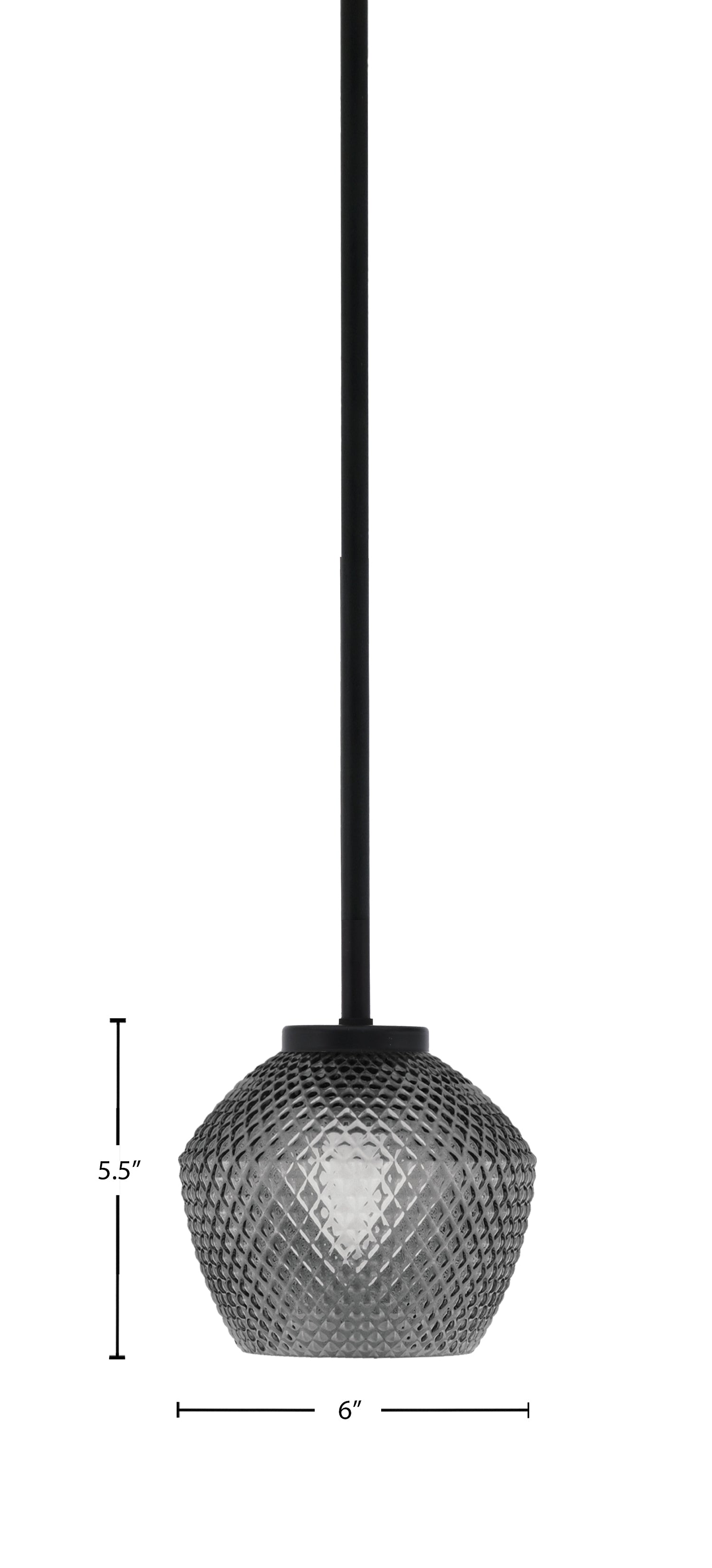 Sandia One Light Mini Pendant in Matte Black with Smoke Textured Shade