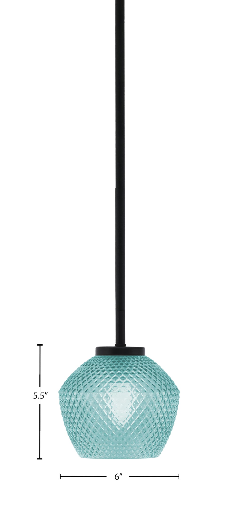 Sandia One Light Mini Pendant in Matte Black with Turquoise Textured Shade
