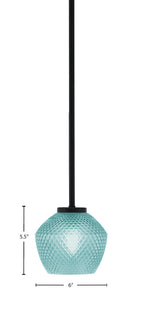 Sandia One Light Mini Pendant in Matte Black with Turquoise Textured Shade