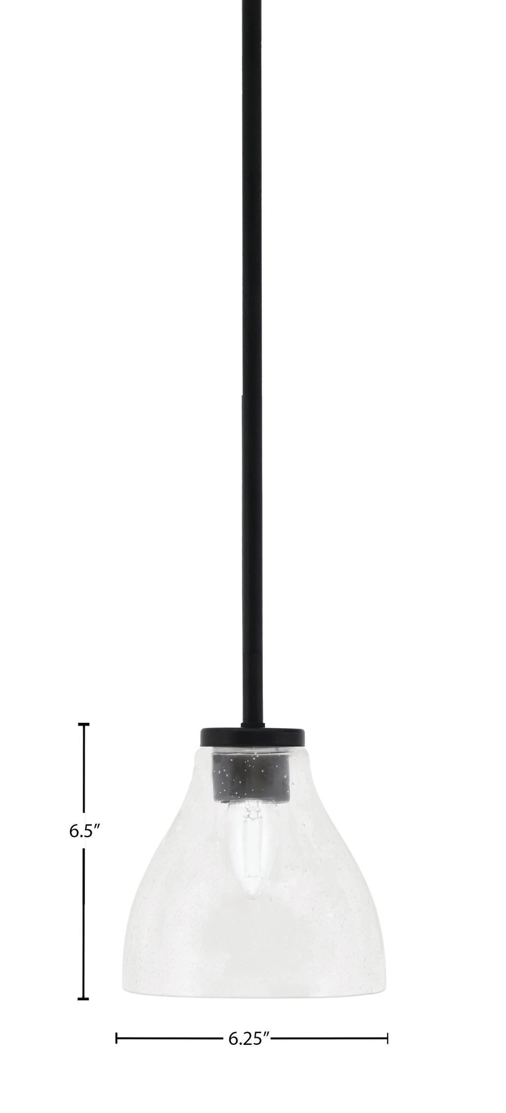 Sandia One Light Mini Pendant in Matte Black with Clear Bubble Shade