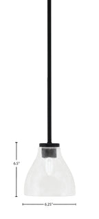 Sandia One Light Mini Pendant in Matte Black with Clear Bubble Shade