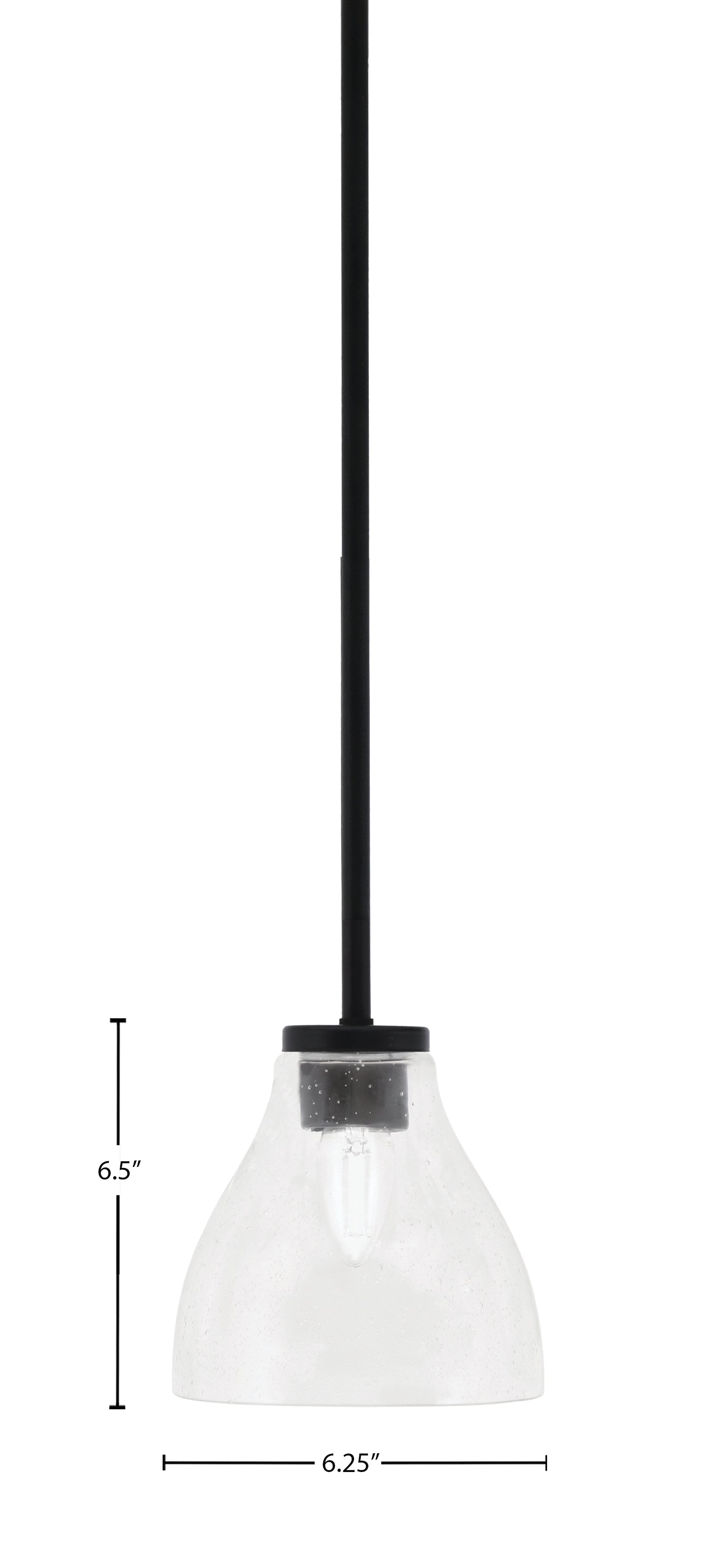 Sandia One Light Mini Pendant in Matte Black with Clear Bubble Shade