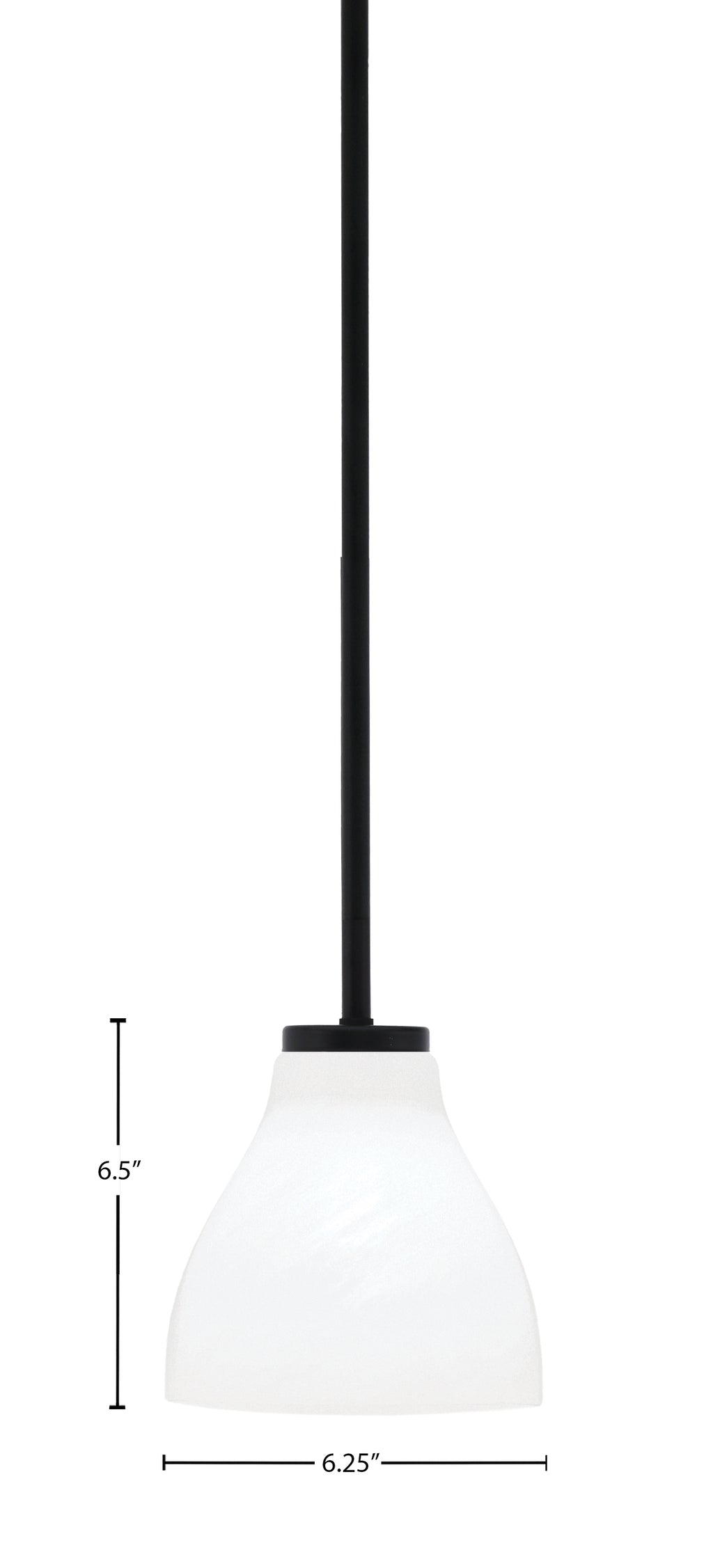 Sandia One Light Mini Pendant in Matte Black with White Marble Shade