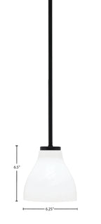 Sandia One Light Mini Pendant in Matte Black with White Marble Shade