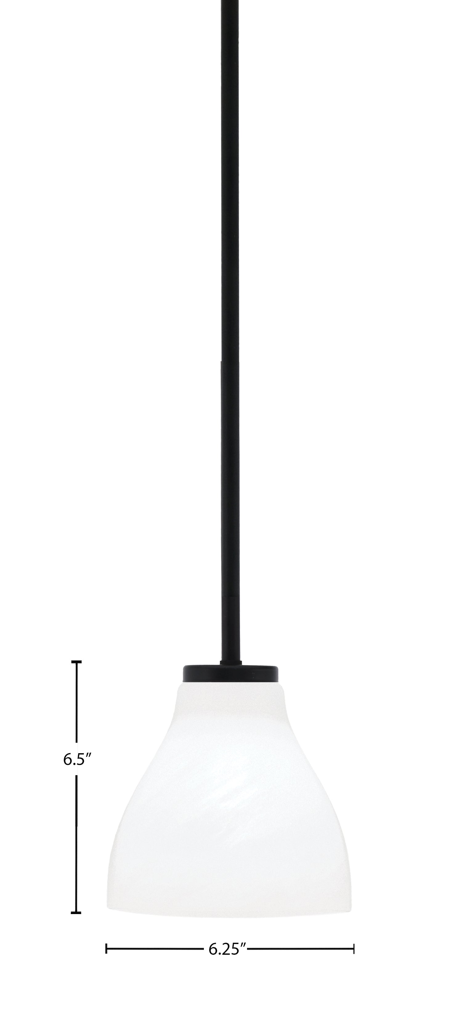Sandia One Light Mini Pendant in Matte Black with White Marble Shade