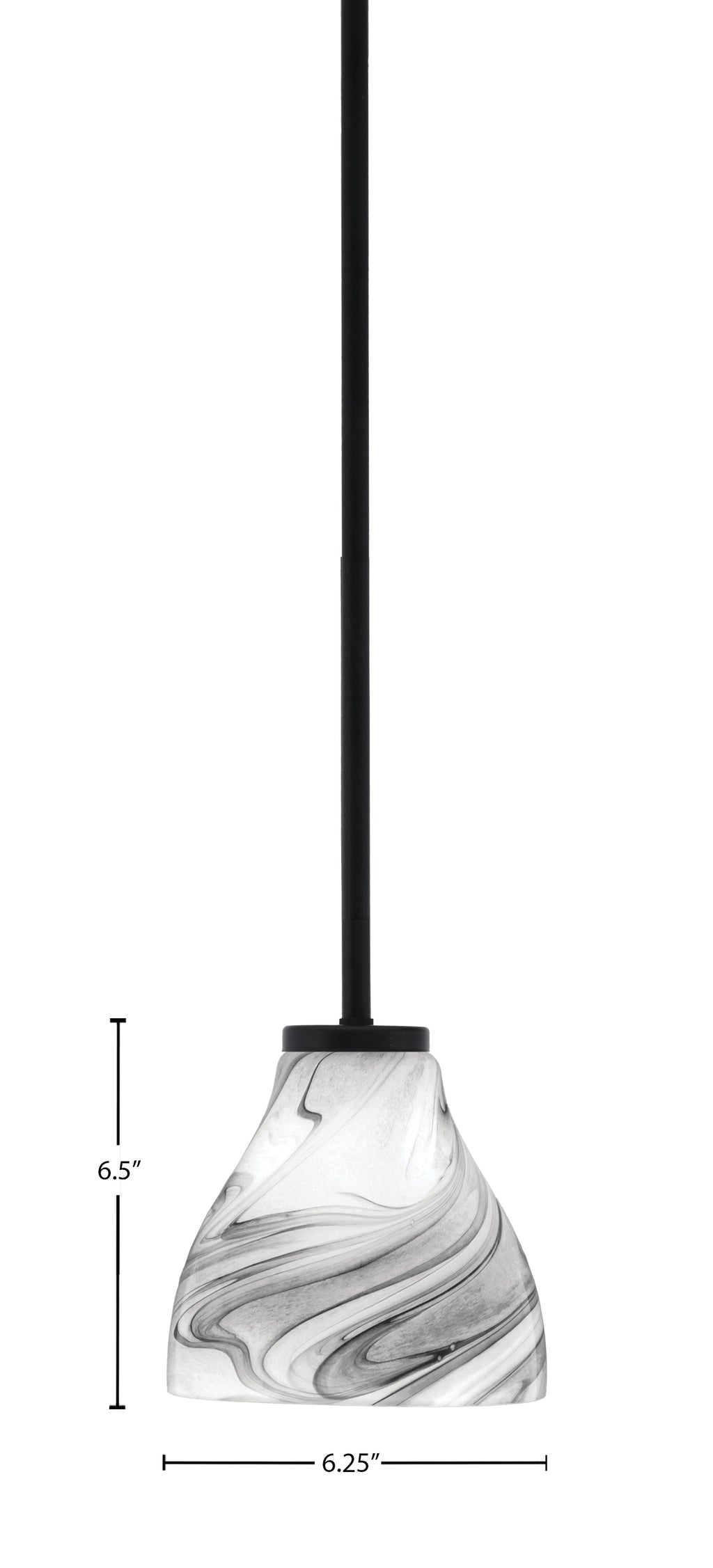 Sandia One Light Mini Pendant in Matte Black with Onyx Swirl Shade