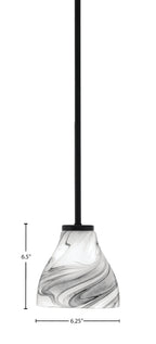 Sandia One Light Mini Pendant in Matte Black with Onyx Swirl Shade