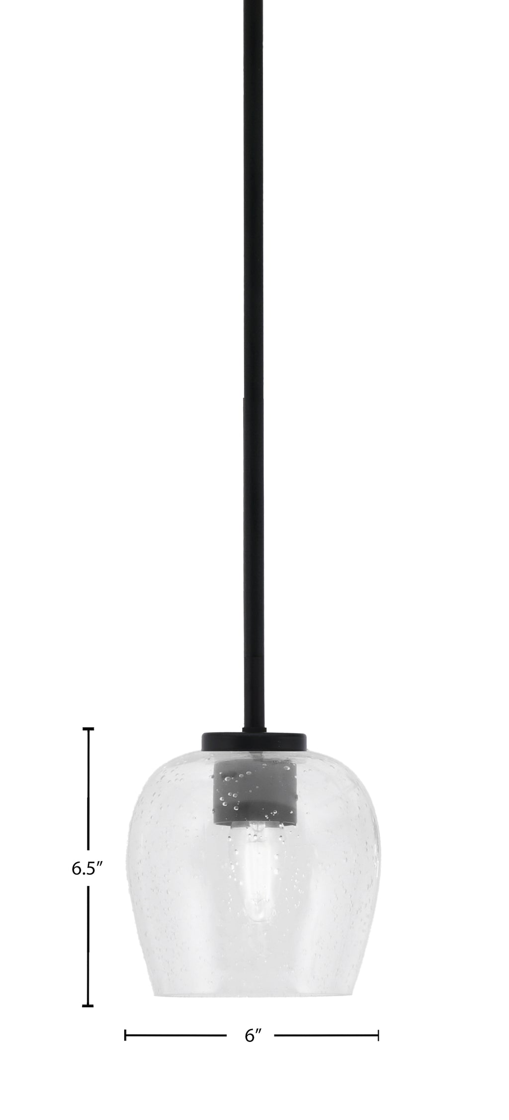 Sandia One Light Mini Pendant in Matte Black with Clear Bubble Shade