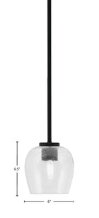 Sandia One Light Mini Pendant in Matte Black with Clear Bubble Shade