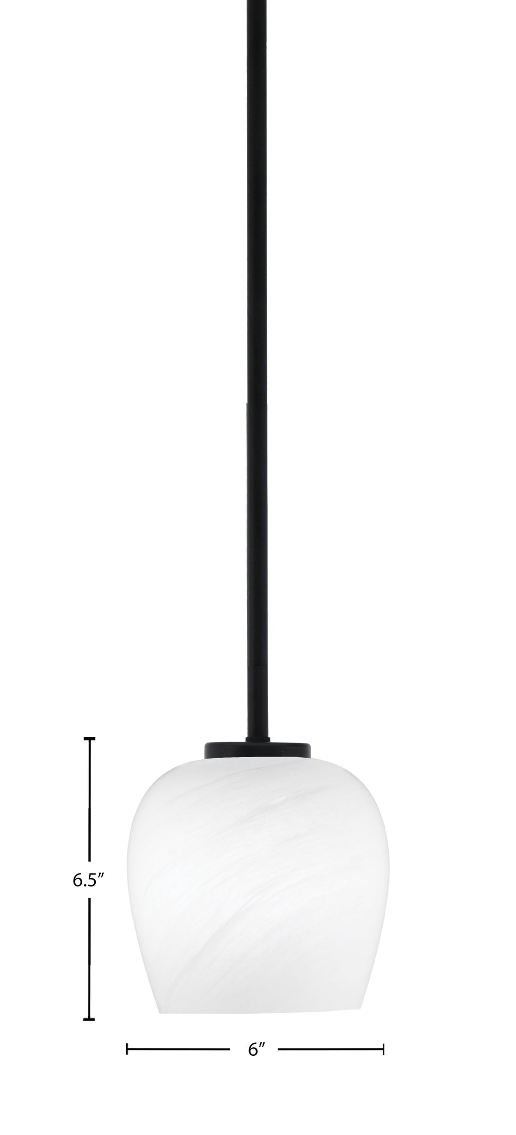Sandia One Light Mini Pendant in Matte Black with White Marble Shade