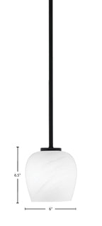 Sandia One Light Mini Pendant in Matte Black with White Marble Shade