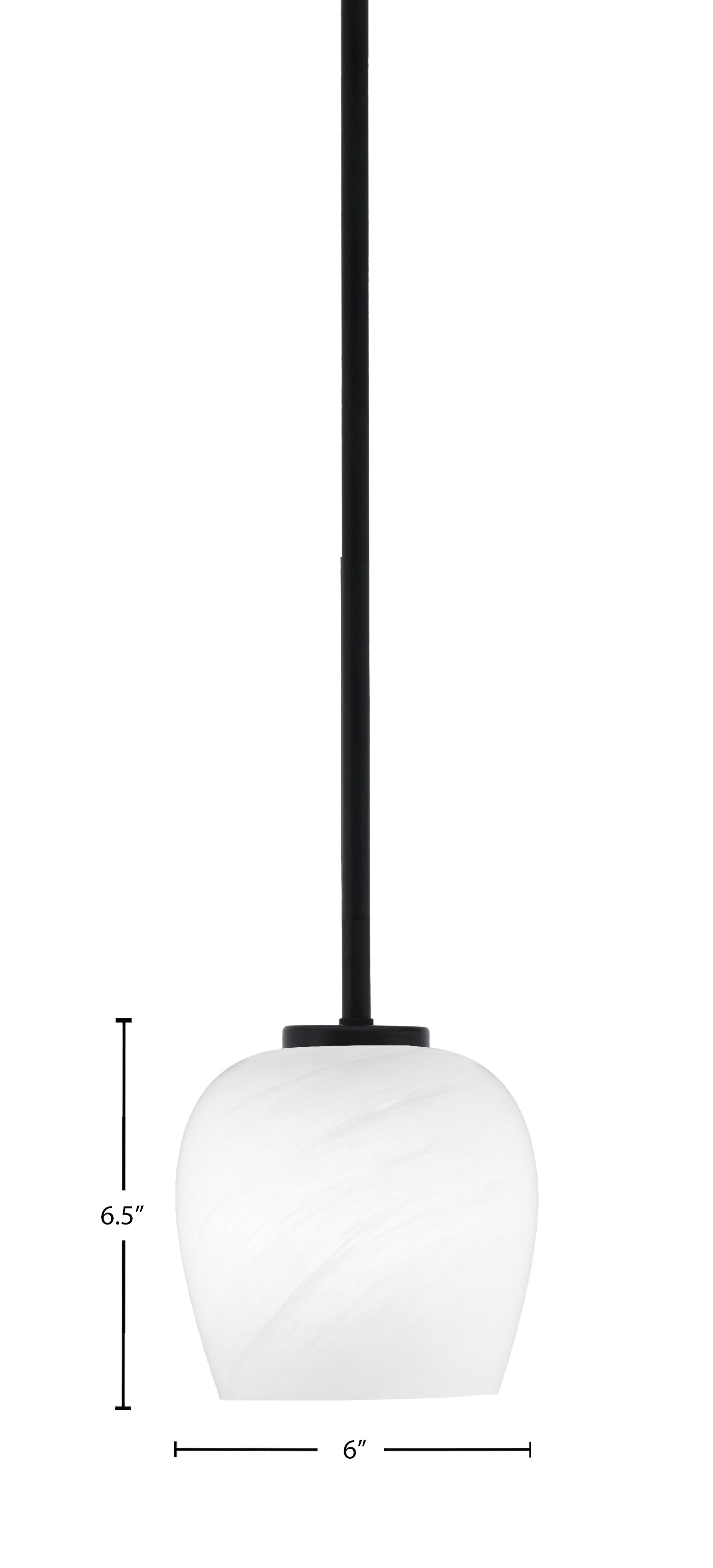Sandia One Light Mini Pendant in Matte Black with White Marble Shade