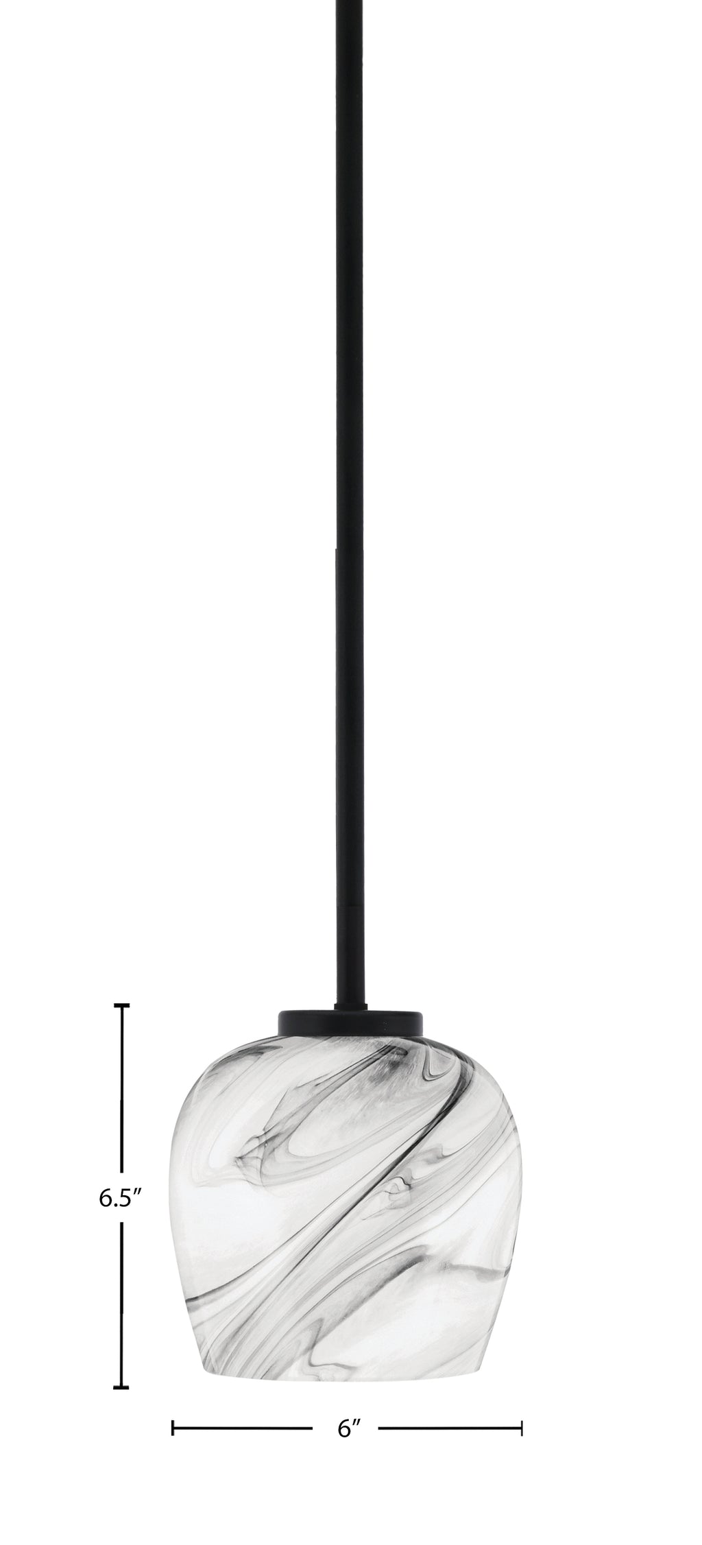 Sandia One Light Mini Pendant in Matte Black with Onyx Swirl Shade