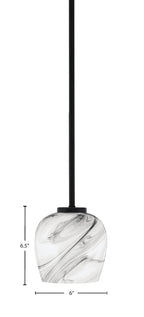 Sandia One Light Mini Pendant in Matte Black with Onyx Swirl Shade