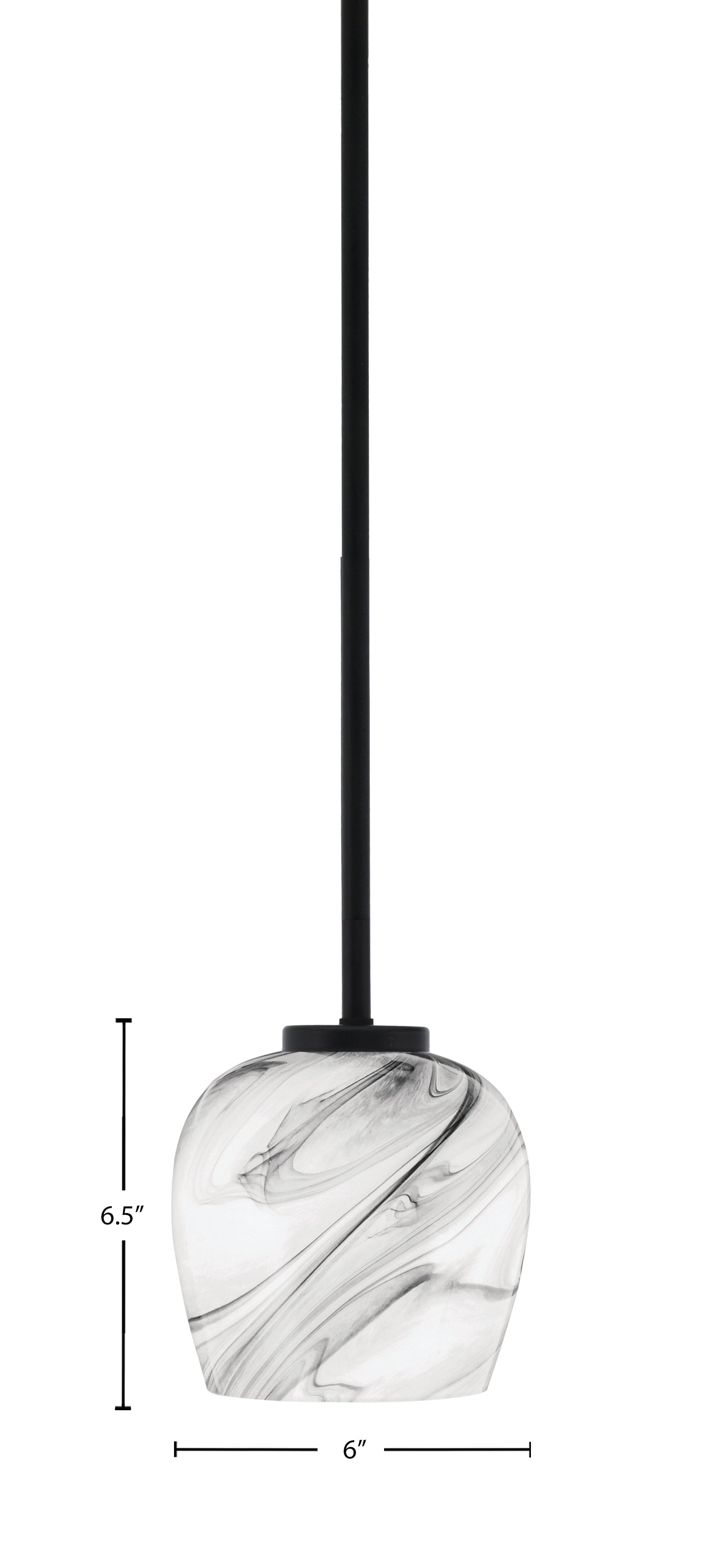 Sandia One Light Mini Pendant in Matte Black with Onyx Swirl Shade