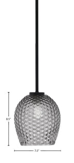 Sandia One Light Mini Pendant in Matte Black with Smoke Textured Shade